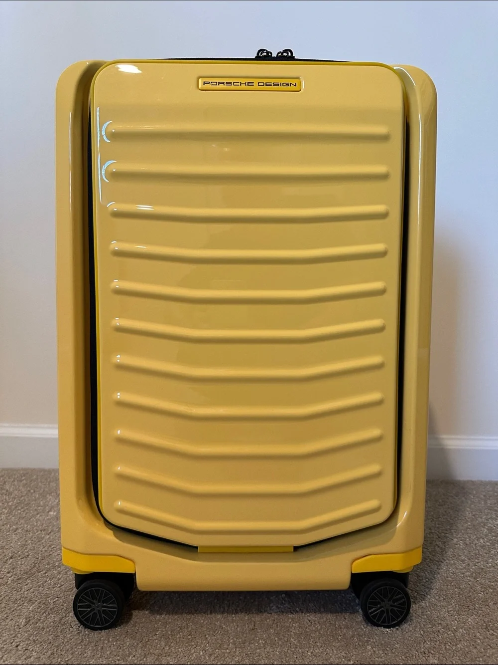 NEW! Porsche Design Signal Yellow Hard Shell Carry On with Front Sleeve